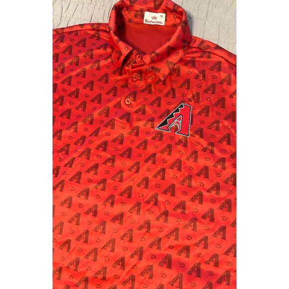 NEW! Budweiser Arizona Diamondbacks Polo Men's XL MLB Baseball Dbacks Print NWOT - Picture 1 of 9